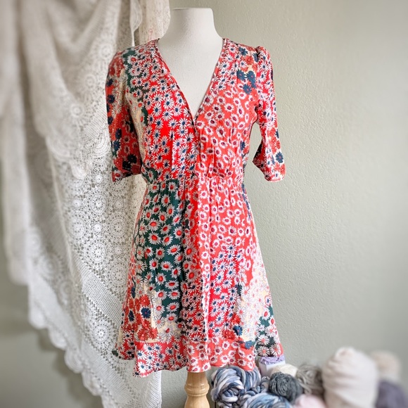 zara red daisy dress